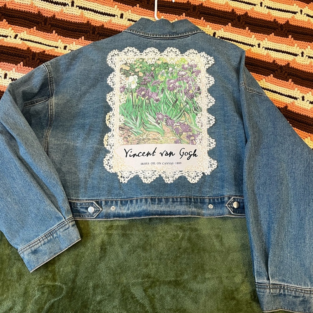 Denim Jacket with Van Gogh Print - Picture 3 of 5